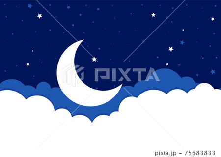 moon stars and clouds background in flat style moon stars and clouds background in flat style 75683833