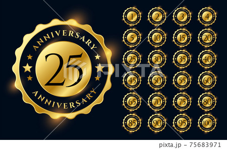 golden anniversary labels logotype emblems big set 75683971