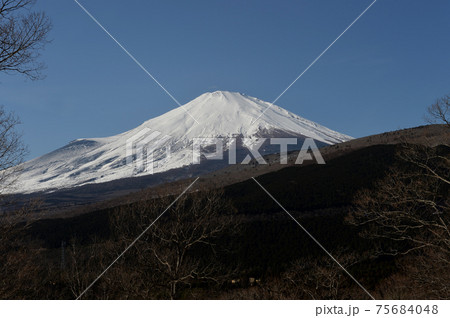 雪をかぶった絶景の富士山 雪をかぶった絶景の富士山 75684048