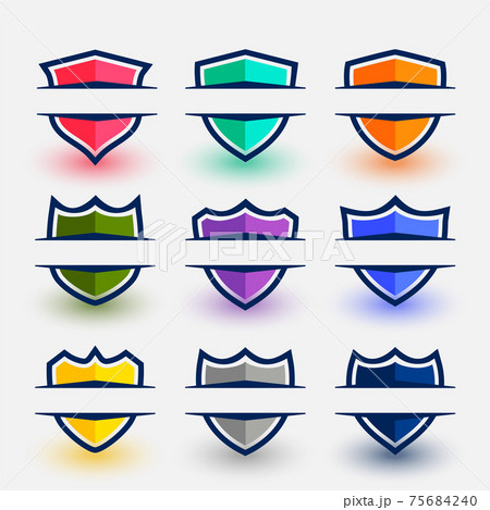 sports style shield symbols set in nine colors sports style shield symbols set in nine colors 75684240
