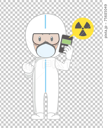 核電站工人穿著帶劑量計的防護服 核電站工人穿著帶劑量計的防護服 75685049