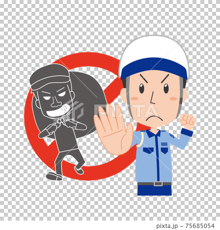 泥棒にストップをかける男性警備員 75685054