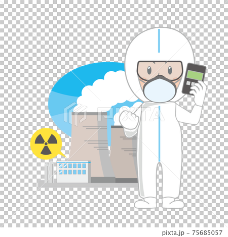 線量計を持って防護服を着た原発作業員のイラスト素材 線量計を持って防護服を着た原発作業員のイラスト素材