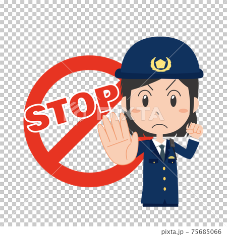 Female police officer in a stop pose Female police officer in a stop pose 75685066