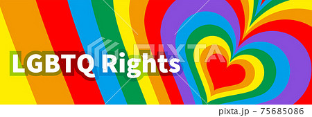 虹色ハートの背景　文字付きLGBTQ Rights" 75685086