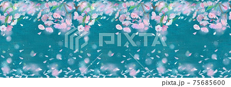 シームレスパターン桜吹雪花びらが散る美しい春のイラストのイラスト素材