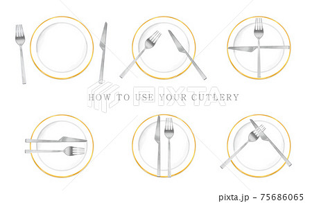 シンプルな白いお皿 テーブルマナーのイラストレーションのイラスト素材