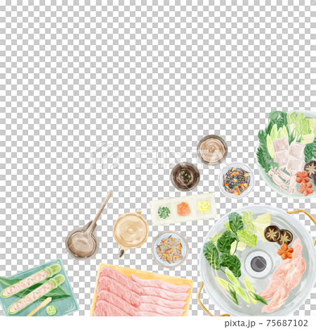 Shabu-shabu party meal scenery watercolor handwritten illustration Shabu-shabu party meal scenery watercolor handwritten illustration 75687102