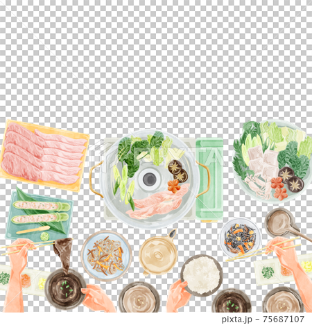 鍋黨餐風景水彩手寫插圖 鍋黨餐風景水彩手寫插圖 75687107