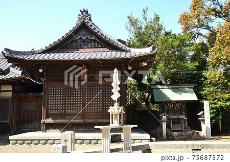 安久美神戸神明社 神楽殿 護国神社の写真素材