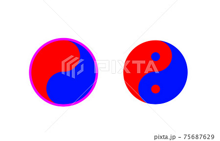 赤と青の陰陽シンボルのイラスト素材