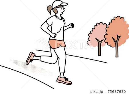 公園でランニングする女性のイラスト素材