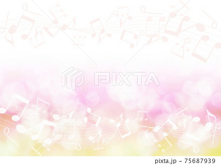 音符と光のピンクの背景イラスト no.02 75687939