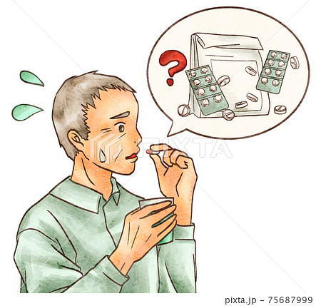 薬を飲み間違う男性の高齢者 75687999
