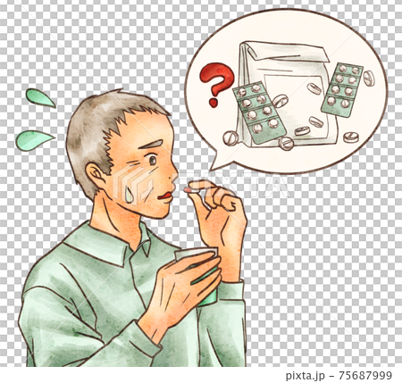 薬を飲み間違う男性の高齢者 75687999