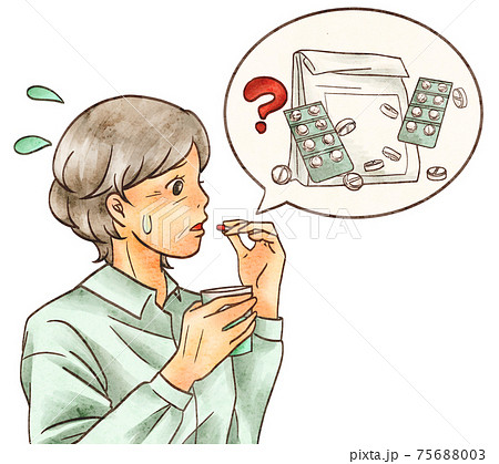 薬を飲み間違う女性の高齢者 75688003