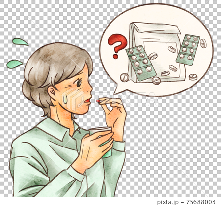 薬を飲み間違う女性の高齢者 75688003