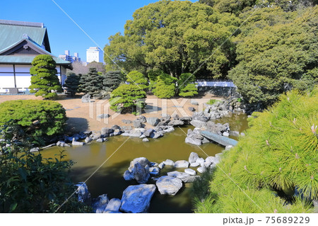【徳島県】晴天下の徳島城　表御殿庭園 75689229