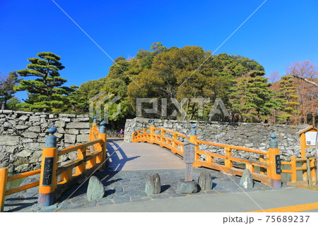 【徳島県】晴天下の徳島城　数奇屋橋 75689237