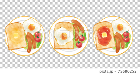 美味しそうなワンプレート朝食のイラストレーションのイラスト素材