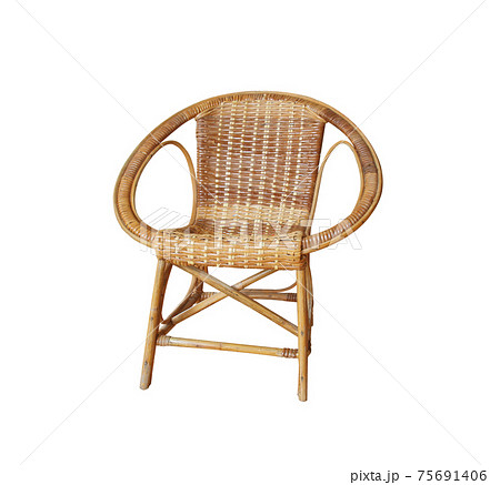 Chair made of rattan, isolated on white background. 75691406