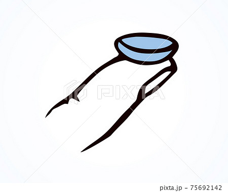 Eye lens in hand. Vector drawing 75692142