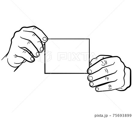 hands holding the paper sheet 75693899