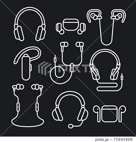 earphones icon set 75693906