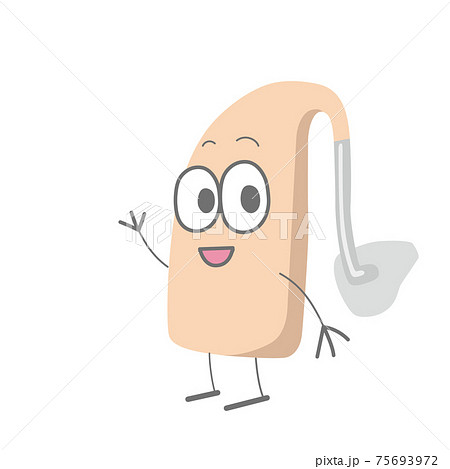 耳かけ補聴器キャラクターの笑顔のイラスト 耳かけ補聴器キャラクターの笑顔のイラスト 75693972