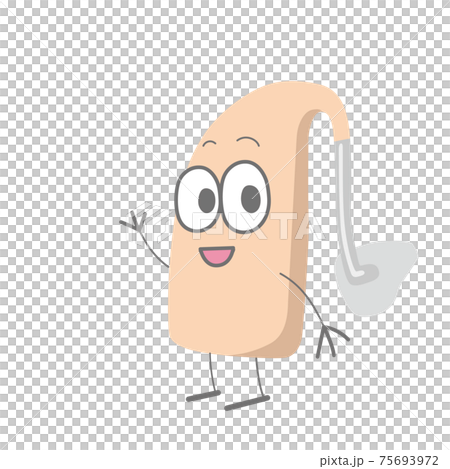 耳かけ補聴器キャラクターの笑顔のイラスト 耳かけ補聴器キャラクターの笑顔のイラスト 75693972
