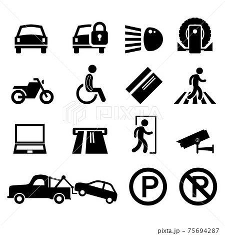 Car Park Parking Area Sign Symbol Pictogram Icon Reminder. A set of car park reminder and information icons. Car Park Parking Area Sign Symbol Pictogram Icon Reminder. A set of car park reminder and information icons. 75694287