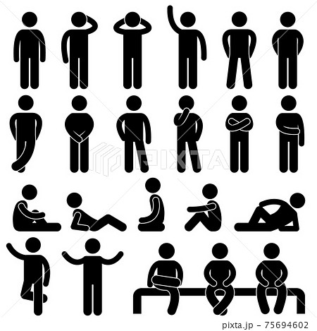 Man Basic Posture Icon Sign Symbol Pictogram. A set of pictogram about man basic posture. 75694602