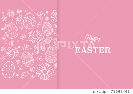 Easter eggs and flowers. Greeting card. Vector 75695441