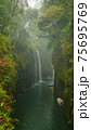 Beautiful scenery of waterfall at Kikuchi Keikoku after raining with light fog, Kumamoto, Japan 75695769