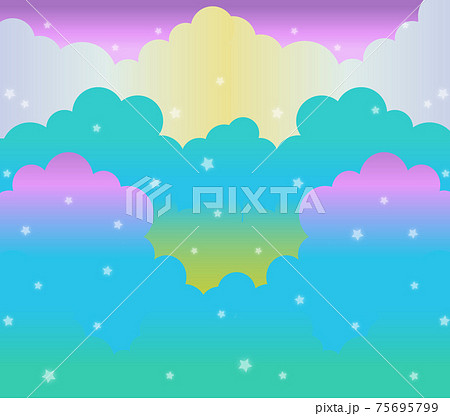 夢可愛い 星空 虹色 背景 レインボー 天気 壁紙のイラスト素材