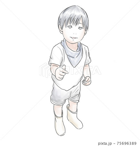 長靴を履いている笑顔の子どものイラストのイラスト素材