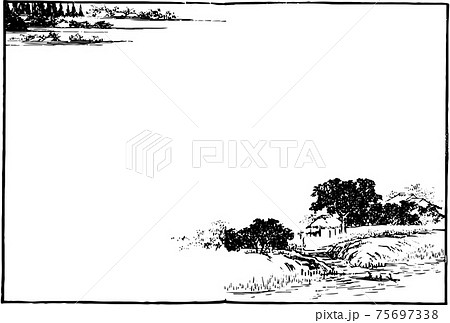 江戸の風景画：村 75697338