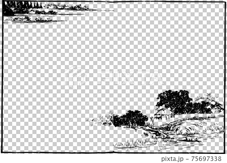 江戸の風景画：村 75697338
