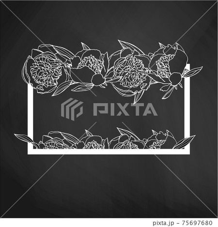 Hand drawn doodle style peony flower wreath. floral design element. Hand drawn doodle style peony flower wreath. floral design element. 75697680