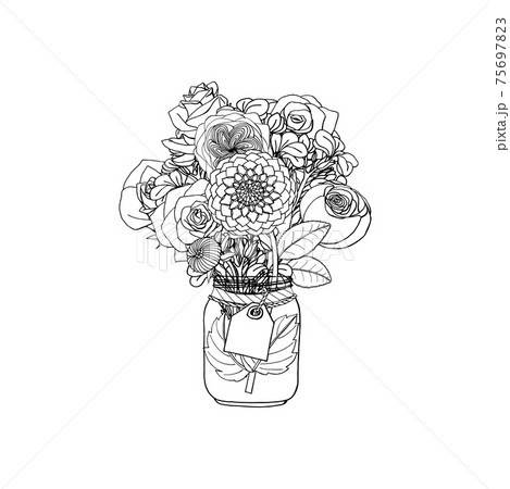 Hand drawn doodle style bouquets of different flowers isolated Hand drawn doodle style bouquets of different flowers isolated 75697823