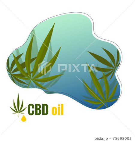 Logo with hemp leaf and text CBD oil. Hemp leaves background Logo with hemp leaf and text CBD oil. Hemp leaves background 75698002