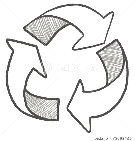 Doodle Recycle arrow symbol hand drawn 75698439