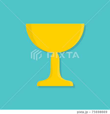 Yellow golden cup icon. Blue background. Flat style stock vector 75698669