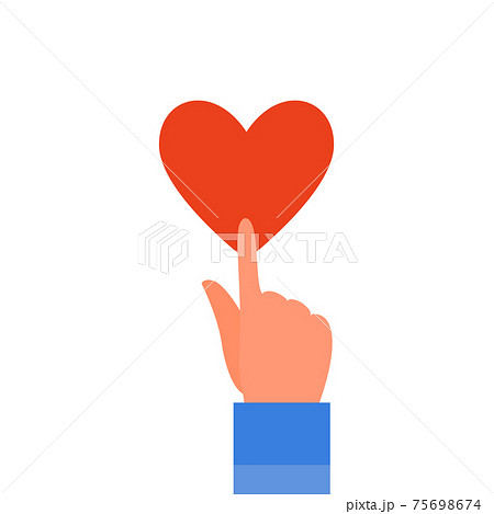 Caucasian Human Hand Touching Red Heart With のイラスト素材