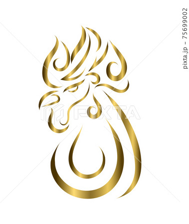 gold line art of rooster head. Good use for symbol, mascot, icon, avatar, tattoo, T Shirt design, logo or any design you want. 75699002
