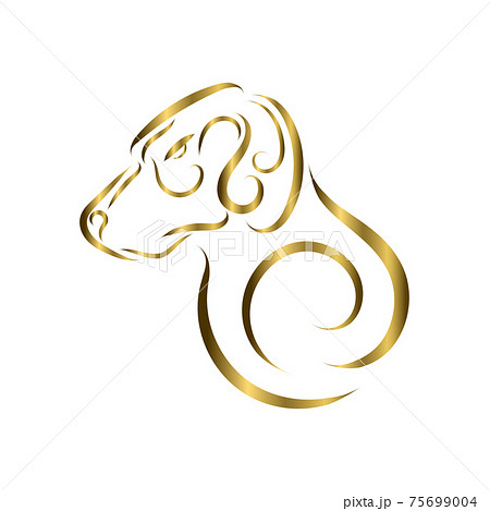 gold line art of dog head. Good use for symbol, mascot, icon, avatar, tattoo, T Shirt design, logo or any design you want. 75699004