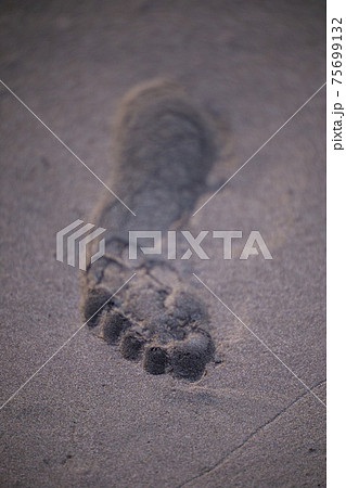 砂浜につけた足跡と思い出 75699132