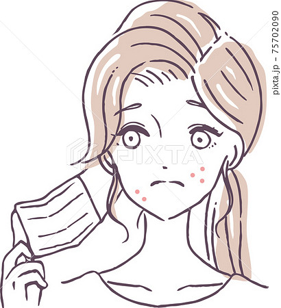 マスクにより肌荒れを起こす女性のイラスト素材のイラスト素材