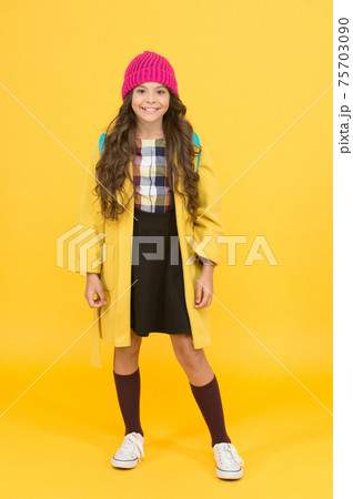 Designed for autumn days. Little girl smile in fashion Designed for autumn days. Little girl smile in fashion 75703090