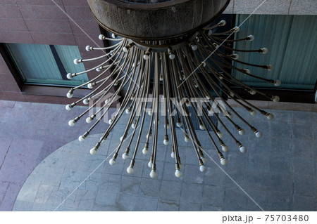 Street lighting lamp on the background of the facade of a building in Moscow 75703480